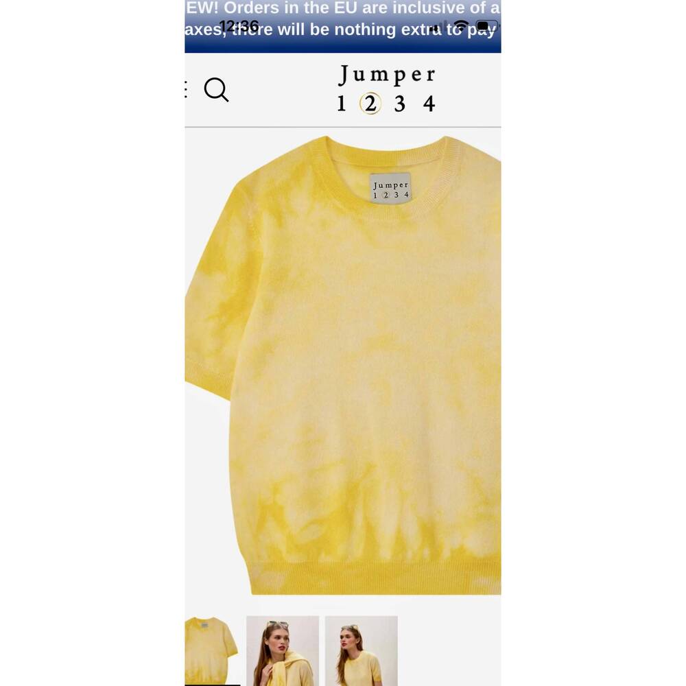 NEW JUMPER1234 women's batik cashmere tee in pale yellow primrose